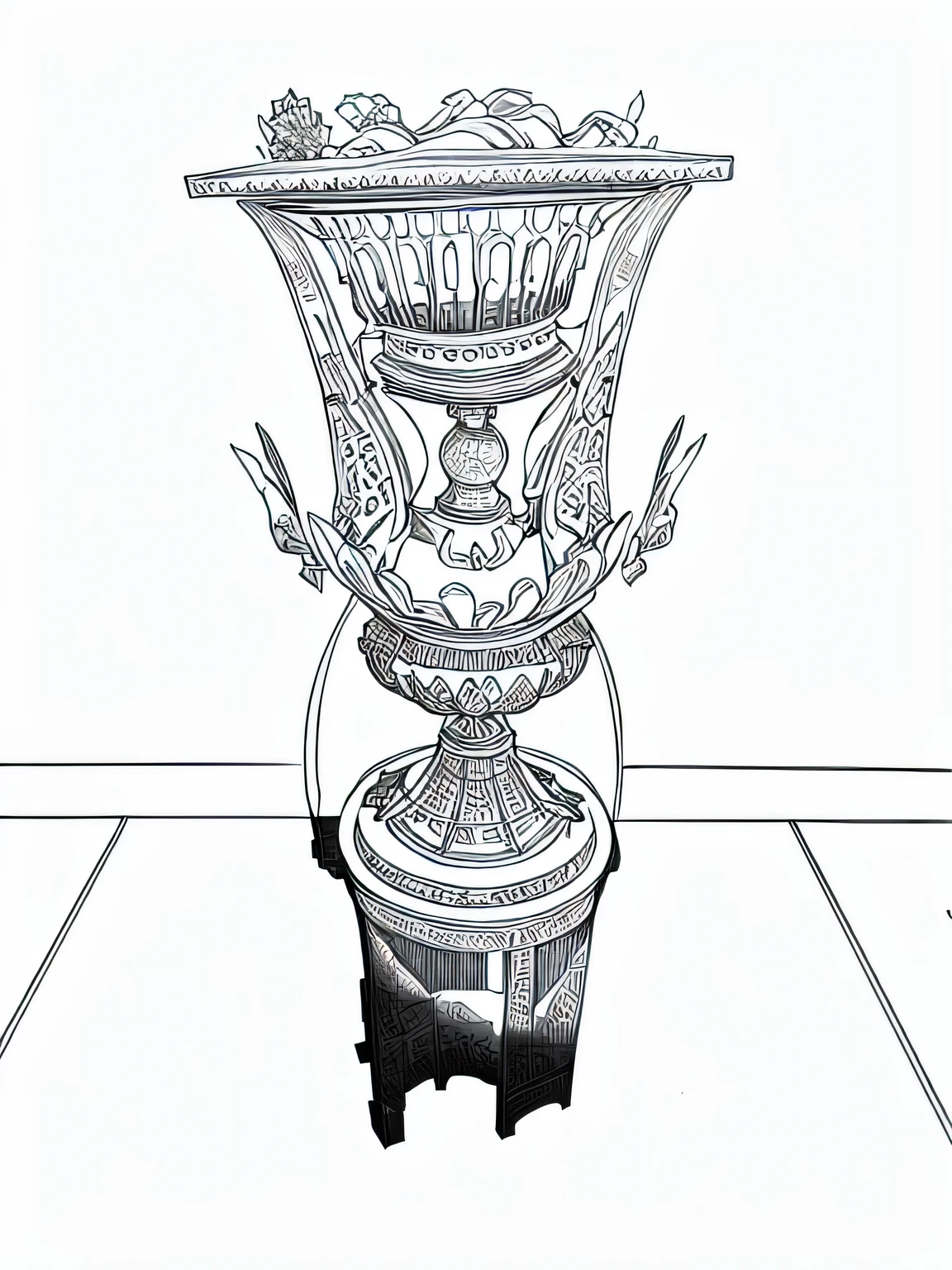 Black and White色，Black and White，,There is a silver vase on the base，There is a bird on it, Magnificent Holy Grail Reversed, Museum artifacts, banal object on a pedestal, The flipped holy grail, Wonderful masterpiece, Super detailed SCP artifact jar, Broken vase, Hidden cup, Baroque style objects, Andi Rusu, Made of wax and metal, masterpiece, Museum works,Black and White色，Black and White，