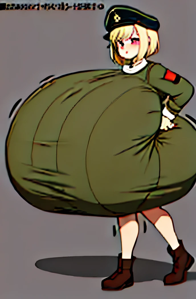 A girl who wears military clothes, brown heirs, Big breasts, big butt,german third reich,anime cartoon