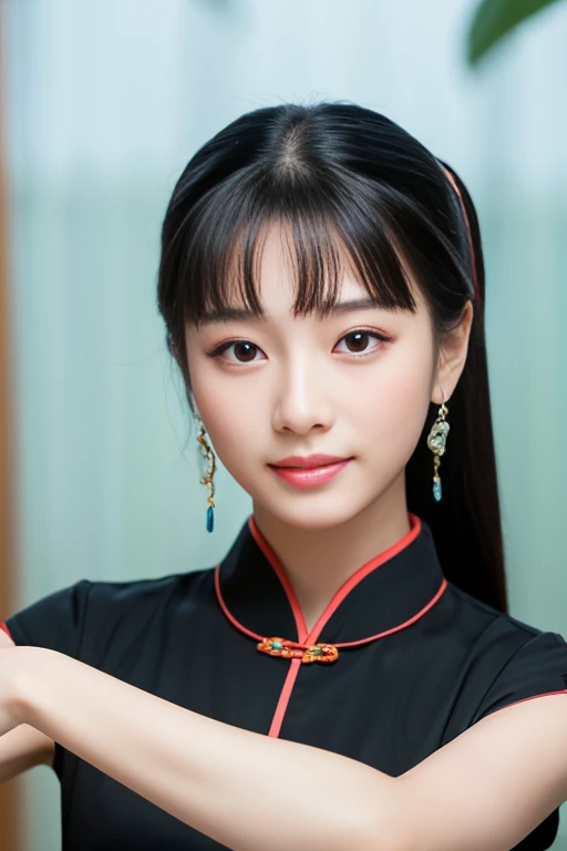 best quality，masterpiece，HD，Clear face，long black hair，Chinese makeup，a Taiwanese beauty，Chinese dance，Chinese dance衣