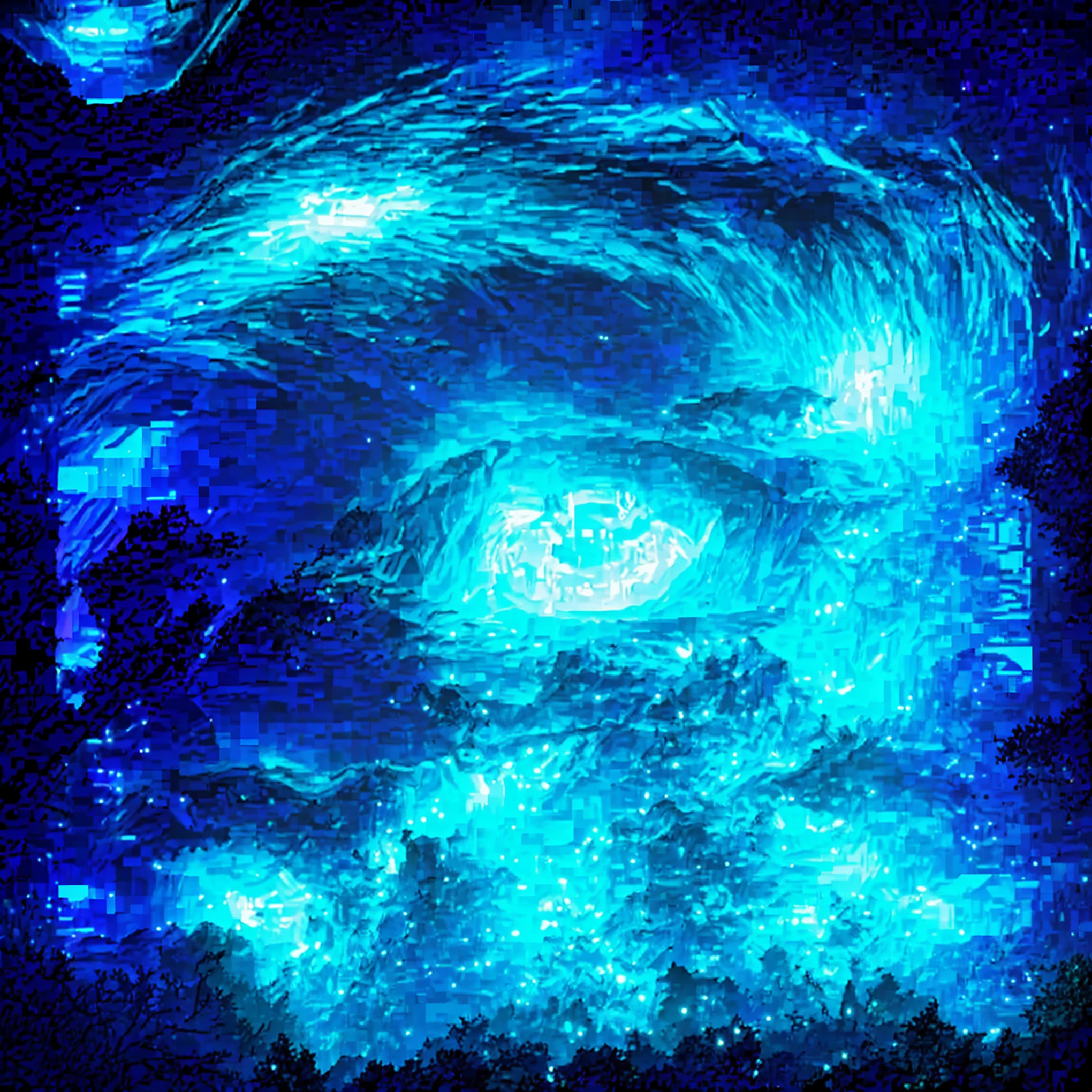 a close up of a computer screen with a picture of a blue eye, wonderland portal, #pixelart:3, in glitchart jared forest, # pixelart, #pixelart, /r/pixelart, world seen only through a portal, glitched fantasy painting, studio ghibli filter, pixel art", beautiful detailed pixel art, magical cave, portal to another world
