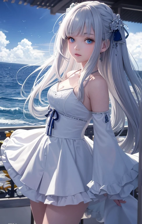 The beauty of a photograph is no accident, This is a masterpiece! The image quality is comparable to 8K level CG Unity wallpapers.. It will be the best illustration, The floating sensation is also perfect.. Under high resolution dynamic angles and postures, Only one girl stands out, Silver hair flows around blue eyes. She was wearing a white martial arts outfit, Tied ribbon, Her beautiful face resembled a figure in a painting.. Iconic background of water drops and clouds, Vast and beautiful, Top quality watercolor presentation, I can only sigh.!