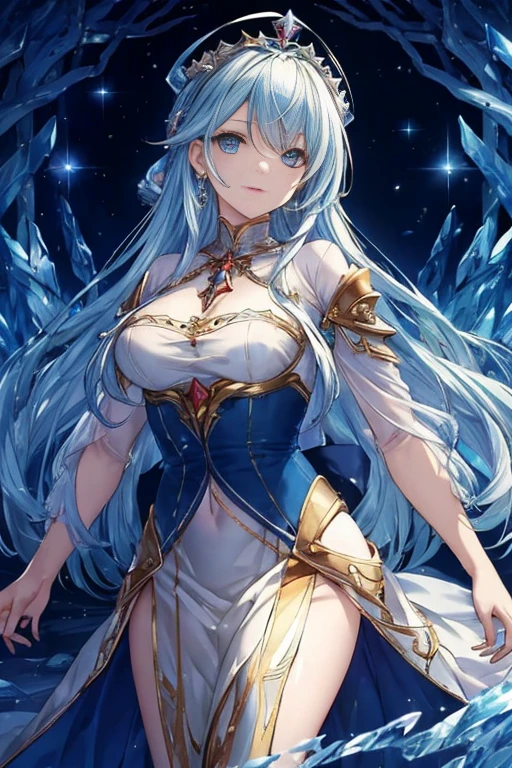 (((masterpiece)))、(((highest quality)))、((Ultra-detailed))、contract、Follow、Ice Queen、come、Eternal Darkness、Eternal Glacier、An equal death for all living things、peace、（The end of the world）