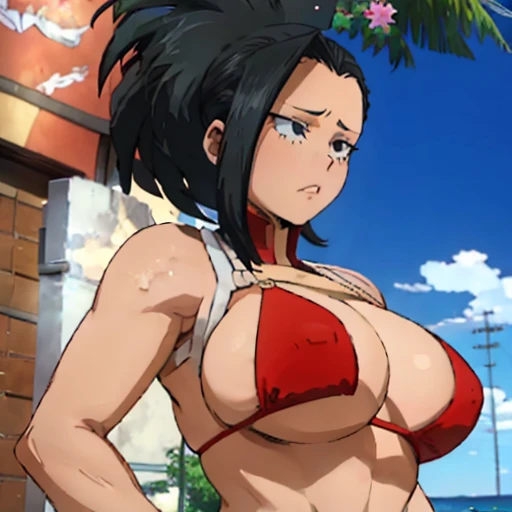 Bikini, grandes muslos, grandes tetas, culo gordo, momo yaoyorozu