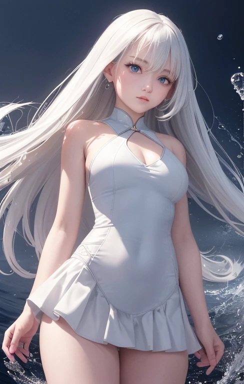 The beauty of a photograph is no accident, This is a masterpiece! The image quality is comparable to 8K level CG Unity wallpapers.. It will be the best illustration, The floating sensation is also perfect.. Under high resolution dynamic angles and postures, Only one girl stands out, Silver hair flows around blue eyes. She was wearing a white martial arts outfit, Tied ribbon, Her beautiful face resembled a figure in a painting.. Iconic background of water drops and clouds, Vast and beautiful, Top quality watercolor presentation, I can only sigh.!