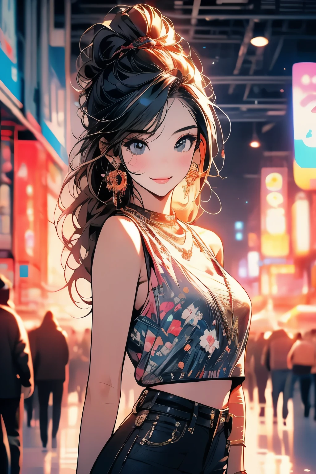 Flying debris、highest quality、shape、Very detailed、The finer details、High resolution、8K Dende Wallpaper、完璧なダイナミックな構shape、Fine and beautiful eyes、Winter casual wear、Medium Hair、Small breasts、Natural color lip、Bold sexy pose、A shy smile、Harajuku Style、20-year-old girl、Cute type、sexy shot looking at camera、
