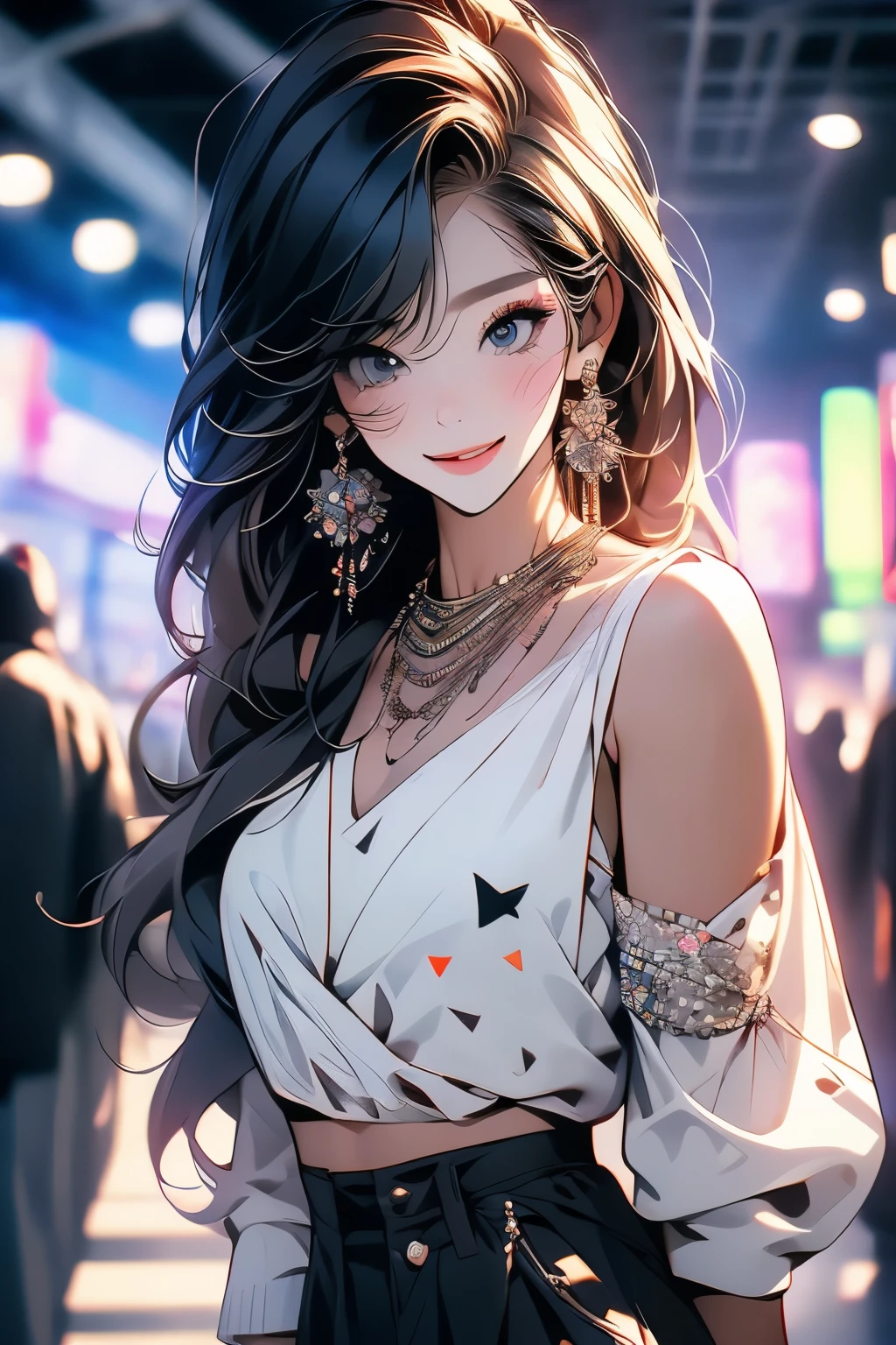 Flying debris、highest quality、shape、Very detailed、The finer details、High resolution、8K Dende Wallpaper、完璧なダイナミックな構shape、Fine and beautiful eyes、Winter casual wear、Medium Hair、Small breasts、Natural color lip、Bold sexy pose、A shy smile、Harajuku Style、20-year-old girl、Cute type、sexy shot looking at camera、