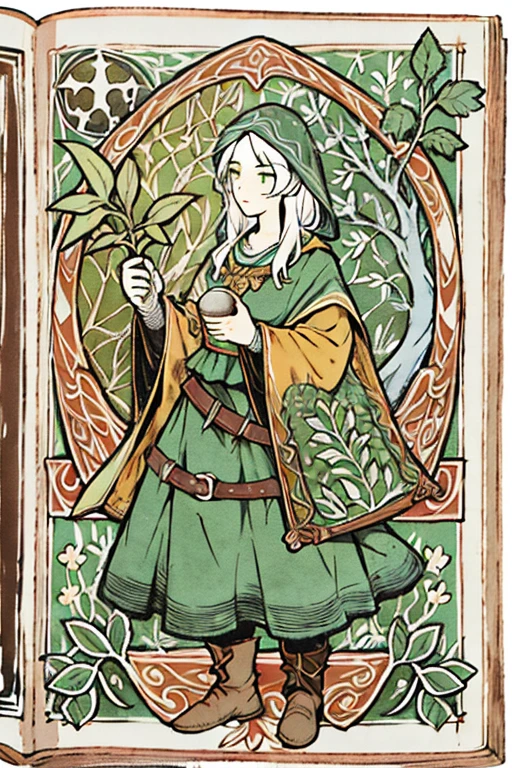 herbalist, herbal medicine, growing plants, The magic of plants, according to the bestiary_style, masterpiece, Best quality, One, RPG druid