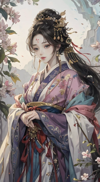 original,(Awareness-raising:1.1),(highest quality),(masterpiece:1.1),(Highly detailed CG Unity 8k wallpaper),(color:1.2),1 Lilac God,welcome,,ancient costumes,Hanfu,highest quality,very elaborate jewelry,Plum petals,landscape,Rios|purely,