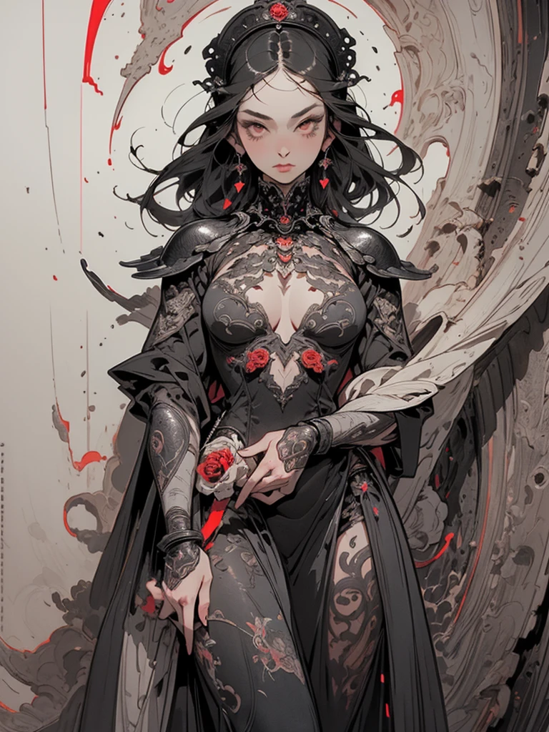 (Artwork of exceptional craftsmanship),(Detailed illustrations,(Art based on a very ideal anatomy),Very detailed and detailed drawing,Delicate lines with slow and rapid,(Realistic texture expression)),[Color tressed main line],[ruins background],HENTAI ANIME (MACHINEAlice (Beauty) (Tall [High class] sixteen years old (Smooth straight hair [Crystal clear long hair]))) AUTOMATON,((Black dress) Black Rose (Lace pattern [caltrop]) ((Cybernean Alien Armor) ((Through the material))) (Cybernetic Gothic ta [Titanium alloy] [chains])),[Bondage Fashion],(Perfectly proportioned),(Fine and beautiful skin expression [realistic skin detail]),(Design built to the highest level,[Advanced structural understanding of materials],Ideal color coordination),(Intricate and beautiful decoration (Dense detail)),(More on shiny hair),[Perfect hand details],(Beautiful perfect face [Realistic face details]),[Clear gaze],[long and beautiful eyelashes],[Perfect eye details (Eyes beautifully drawn down to the smallest detail)],(detaileds,high-detail),((Precision Detail),[multi-layer texture],HighQuality,hight resolution),[(Accurate simulation of light-material interactions),Understanding Airflow,Mechanically correct representation],[Visual art that conveys a sense of narrative] [Full body like],[[Desaturation]].