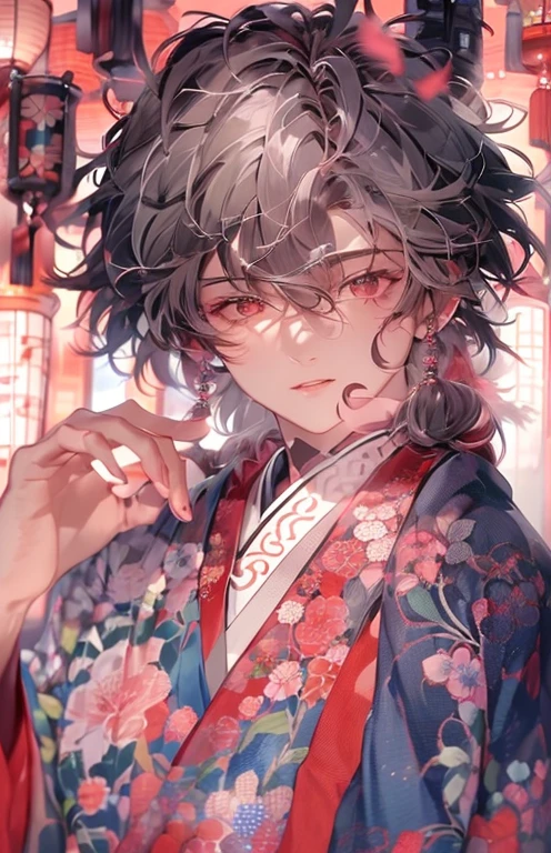 ((highest quality)), ((masterpiece)), (Get used to it), Perfect Face , Beautiful boy , Adult male , Kimono Pose ,