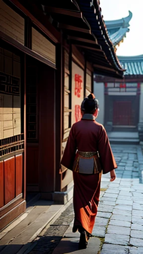 Ancient Chinese woman walking alone