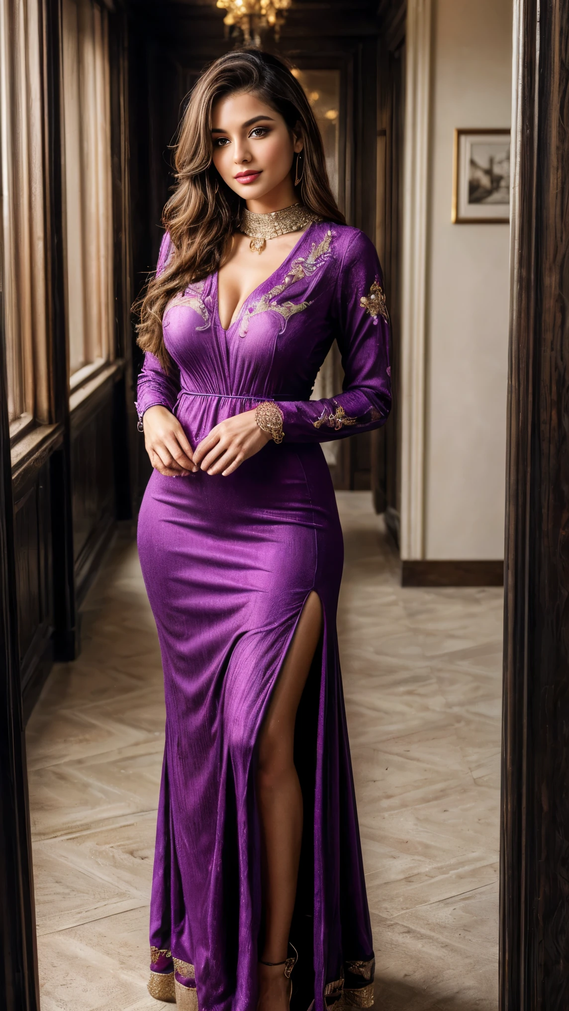 (girl in office room, luxurious room, beautiful natural lightings), (beautiful girl in Indian outfits), 1girl, solo girl, 20 year old girl, ((full body shot:1.5)), (Masterpiece:1.5), (hyperrealistic, hyperdetailed:1.1), (looking at viewers, front view, looking at camera), sharpen, fair face, ultra realistic face, detailed face, detailed eyes, detailed lips, red lips, beautiful face, 16k, FHD, raw photo, pretty face, smooth skin, realistic face, glow lip, very_high_resolution, perfect figure, fit body, attractive hair style, fancy hair ornaments, (natural sagging breasts, perfect perky breast, perfect rounded breasts), (clevage), (fancy high heel),
(Red Fancy maxi, beautiful red maxi, long sleeve, fancy sleeve, fancy neck, (embroidery flared maxi), (masterpiece maxi), (luxurious maxi), ((flared maxi))), ((red Fancy maxi), bodycon maxi, flared maxi, bottom embroidery of maxi, (bottom flared of maxi), (fancy bodycon blouse, long sleeves, purple blouse, skinny blouse, embroidery blouse)) ,