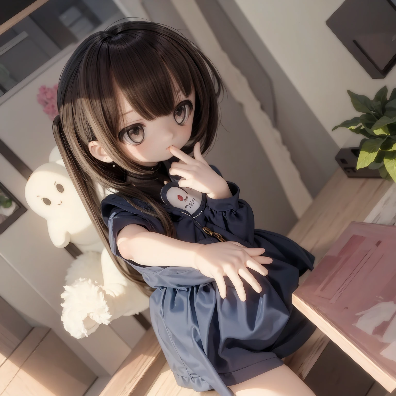 .Anime girl cute pose,masterpiece, highest quality, Soft lighting,Attack pose,