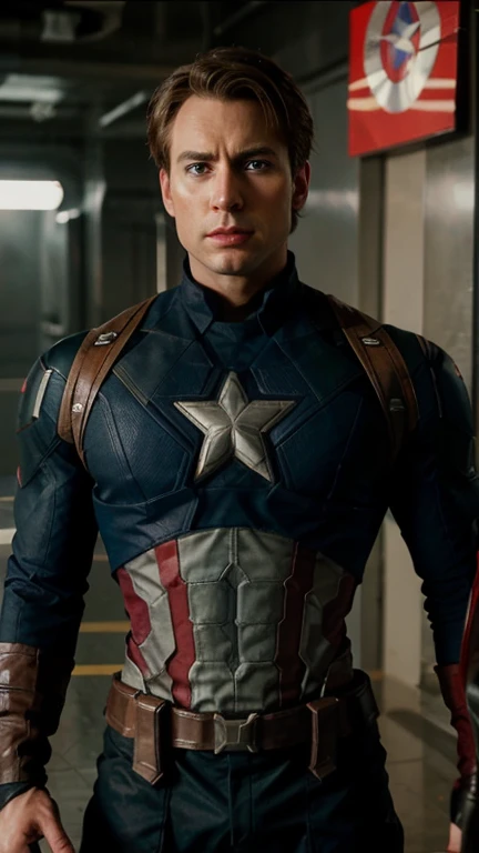 thumbnail of furious captain america with a red eye. make the eye of the above picture red