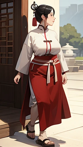 Ancient Chinese woman walking alone
