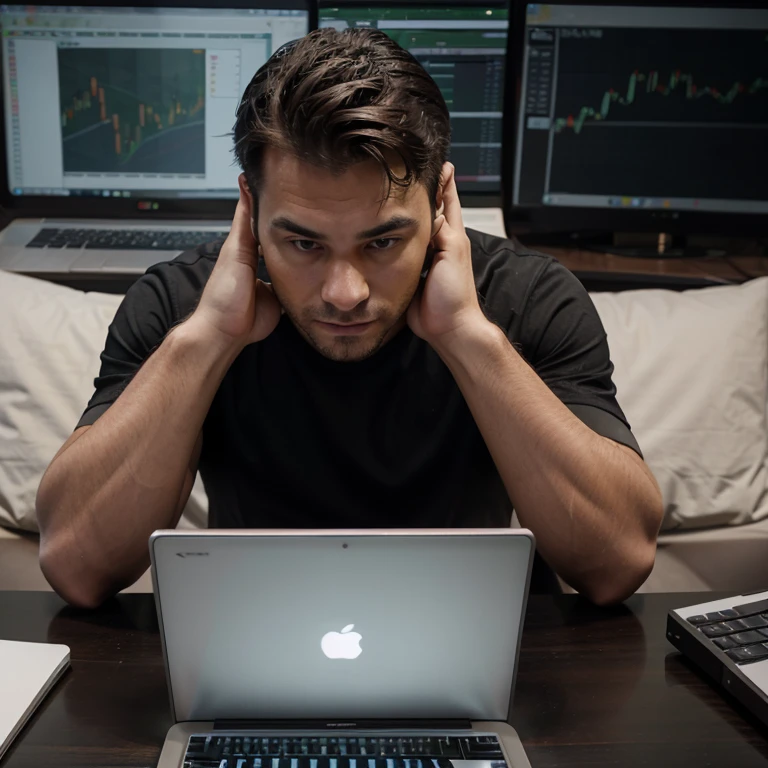 Male forex trader with laptop