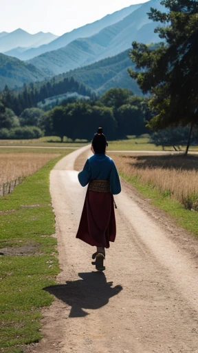 Ancient Chinese woman walking alone