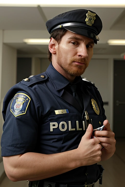 Police man Lionel Messi
