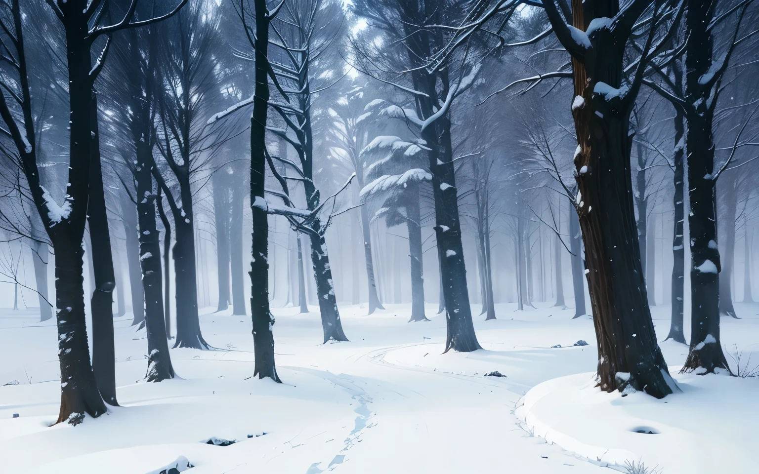 ice forest, cold, ice, snow, sky, anime, background