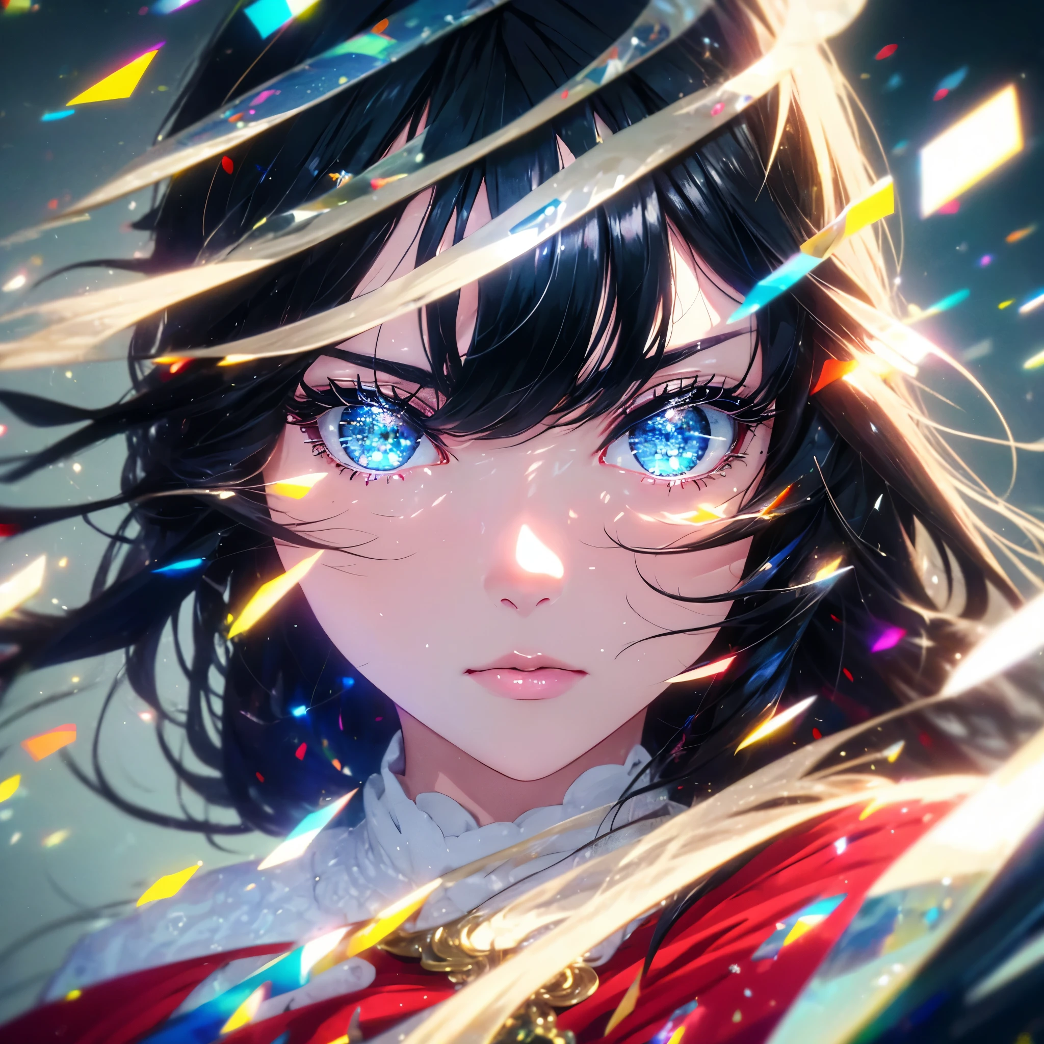 (high quality art,anime,ultra-detailed),(best quality,4k,8k,highres,masterpiece:1.2),beautiful detailed lips,extremely detailed eyes and face,black hair,sparkling eyes, blue eyes, (detail eyes:1.3), standing,city scenery. 
absurderes, ultra-detailliert,bright colour,(in 8K:1.1),masuter piece,extremely beautiful detailed face and eyes, 25 years old one girl,(Smooth straight black hair:1.1), (Shiny straight long hair:1.1),(Pattsun bangs:1.1) Delicate beautiful face, red blus, wearing a royalty dress, Natural Nice Spot, Detailed face.