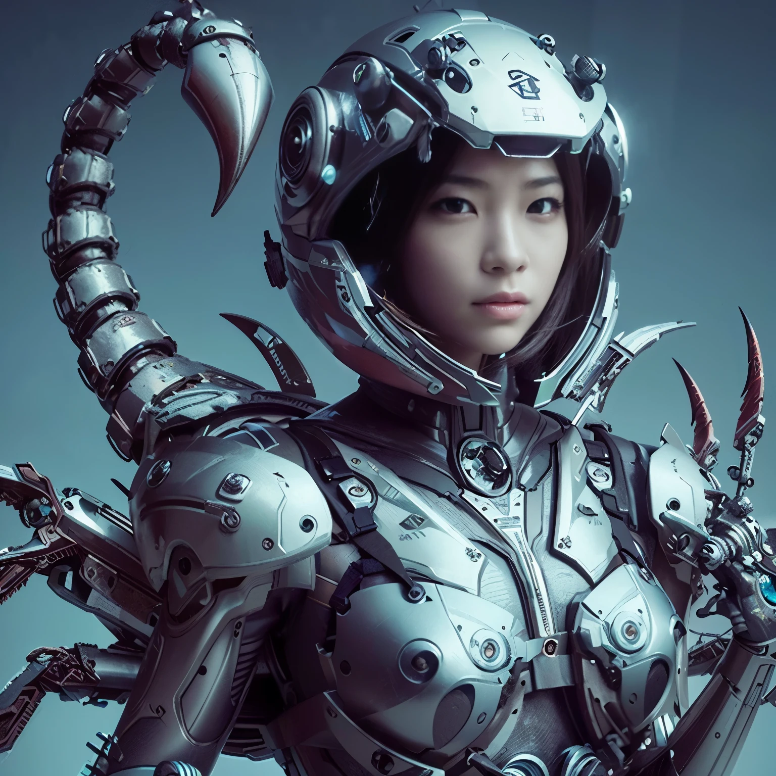 (masterpiece, best quality:1.2), (8k uhd, 16k, 32k, ultra high res), (photorealistic:1.37), (RAW photo), ultimate-realistic, ultimate-realistic details, ultimate-realistic texture, ultimate-intricate details, ultimate-realistic lighting, ultimate-realistic shadow, Japanese woman in bat & ant-shaped power suit, brown accents, hydraulic cylinders, power cables, apogee motors, thrusters, vernier, metal textures, base in forest, hover movement, ultimately complex details, lighting to highlight machinery, photorealistic