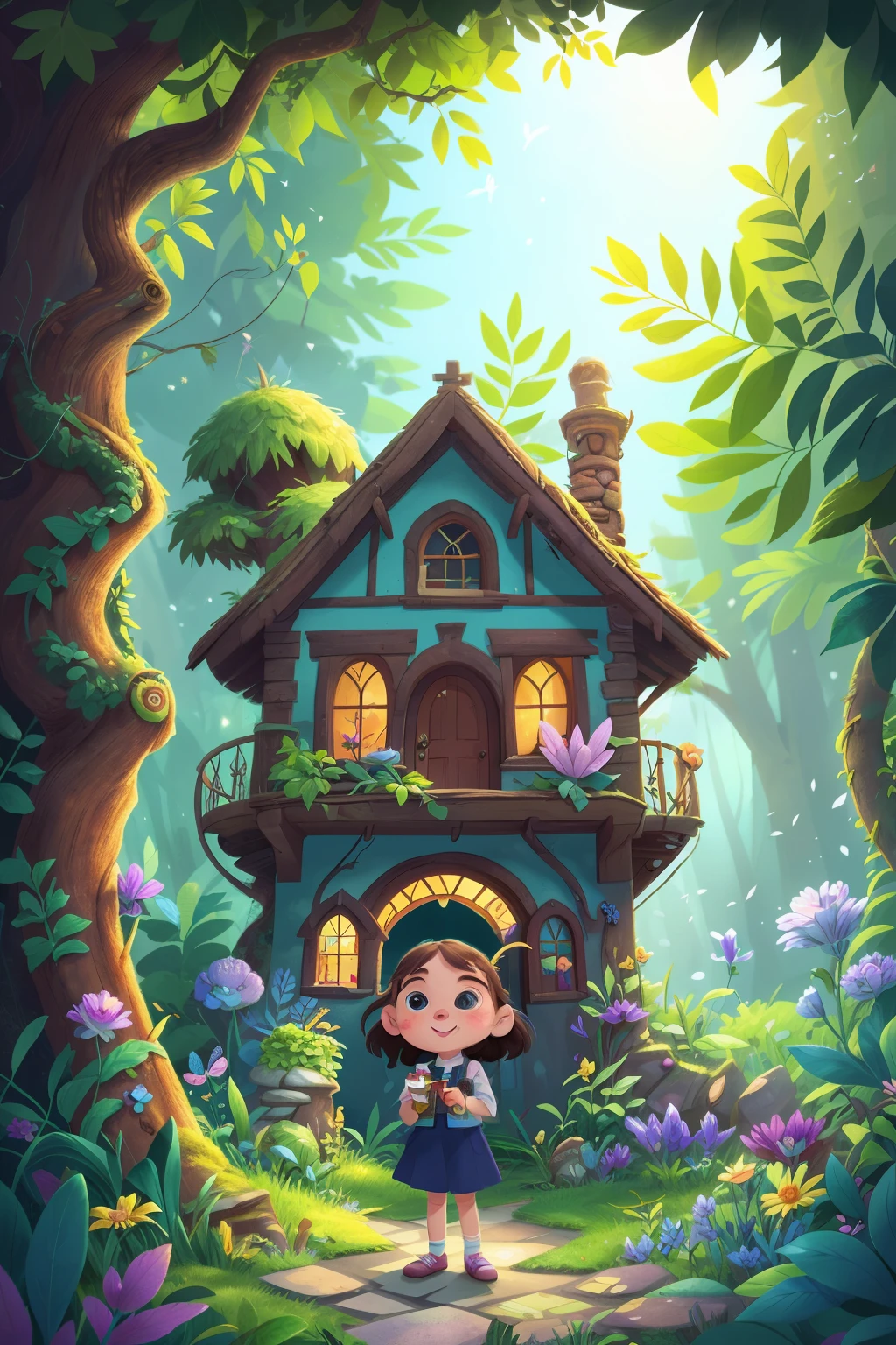 A young girl, with curiosity shining in her bright blue eyes, stumbles upon a hidden, magical old house in the heart of her neighborhood. The aged structure, shrouded in vines and wildflowers, whispers tales of enchantment.
Within the house, she meets a fairy, whose delicate wings shimmer with iridescent hues. The fairy, grateful for the girl's discovery, invites her on thrilling adventures through enchanted forests, clouds, and seas.
Together, they save their neighborhood from the clutches of a dark enchantment that threatens to wilt the vibrant life around them. With the power of her imagination, the girl