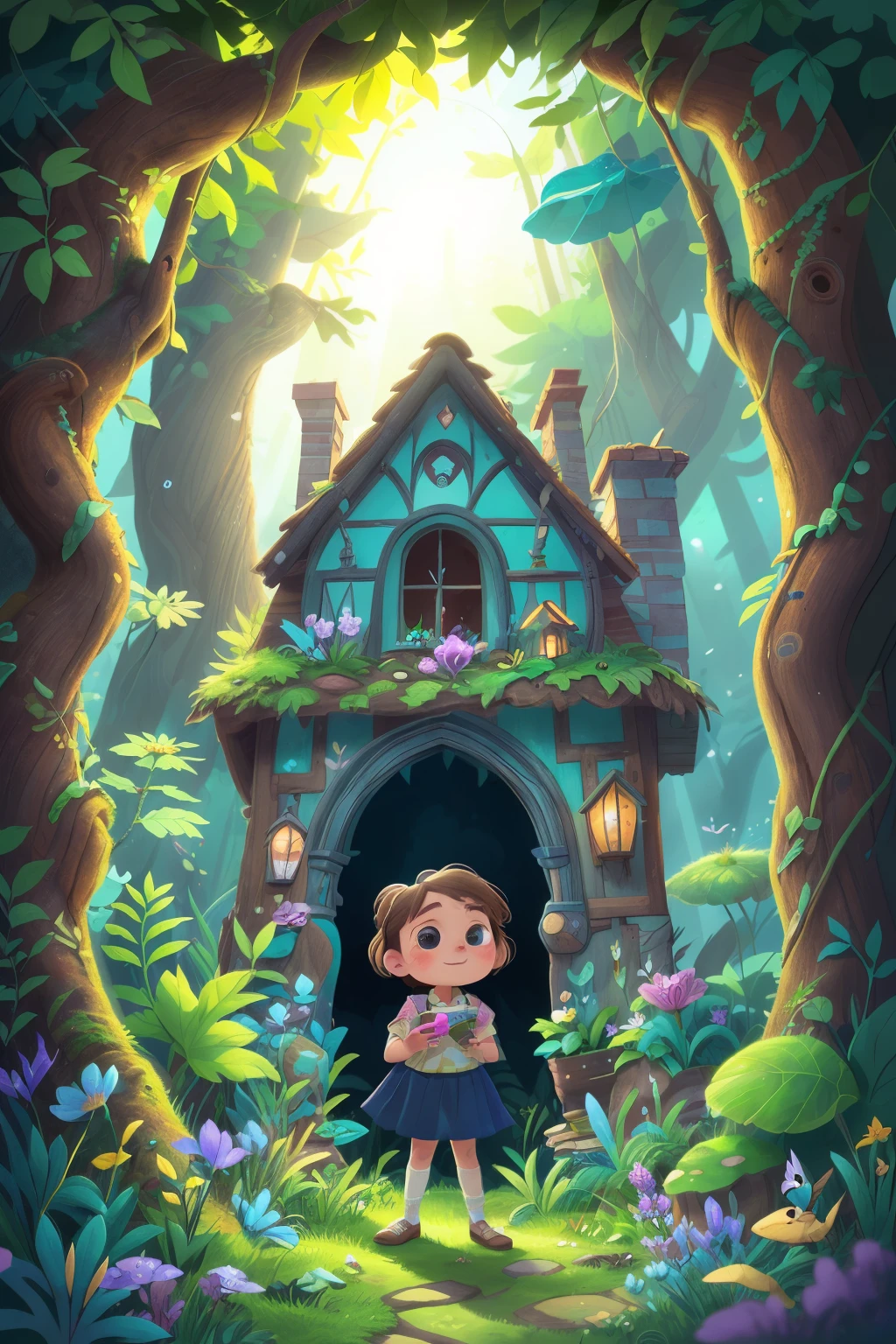 A young girl, with curiosity shining in her bright blue eyes, stumbles upon a hidden, magical old house in the heart of her neighborhood. The aged structure, shrouded in vines and wildflowers, whispers tales of enchantment.

Within the house, she meets a fairy, whose delicate wings shimmer with iridescent hues. The fairy, grateful for the girl's discovery, invites her on thrilling adventures through enchanted forests, clouds, and seas.

Together, they save their neighborhood from the clutches of a dark enchantment that threatens to wilt the vibrant life around them. With the power of her imagination, the girl