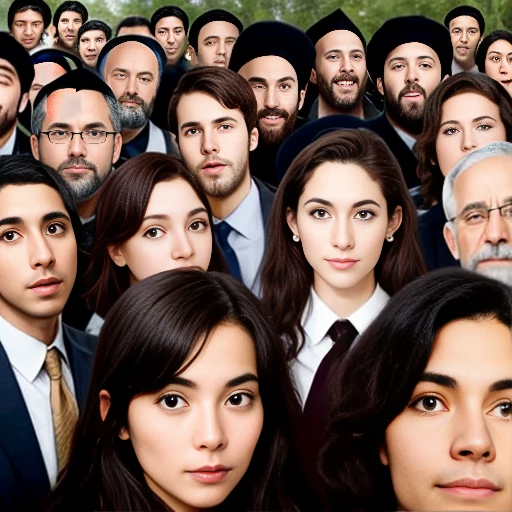 large group of jewish. focus on face.