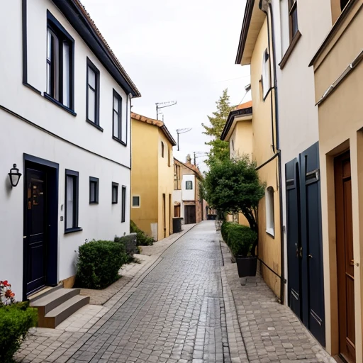 a street with several modernist style Jewish houses.