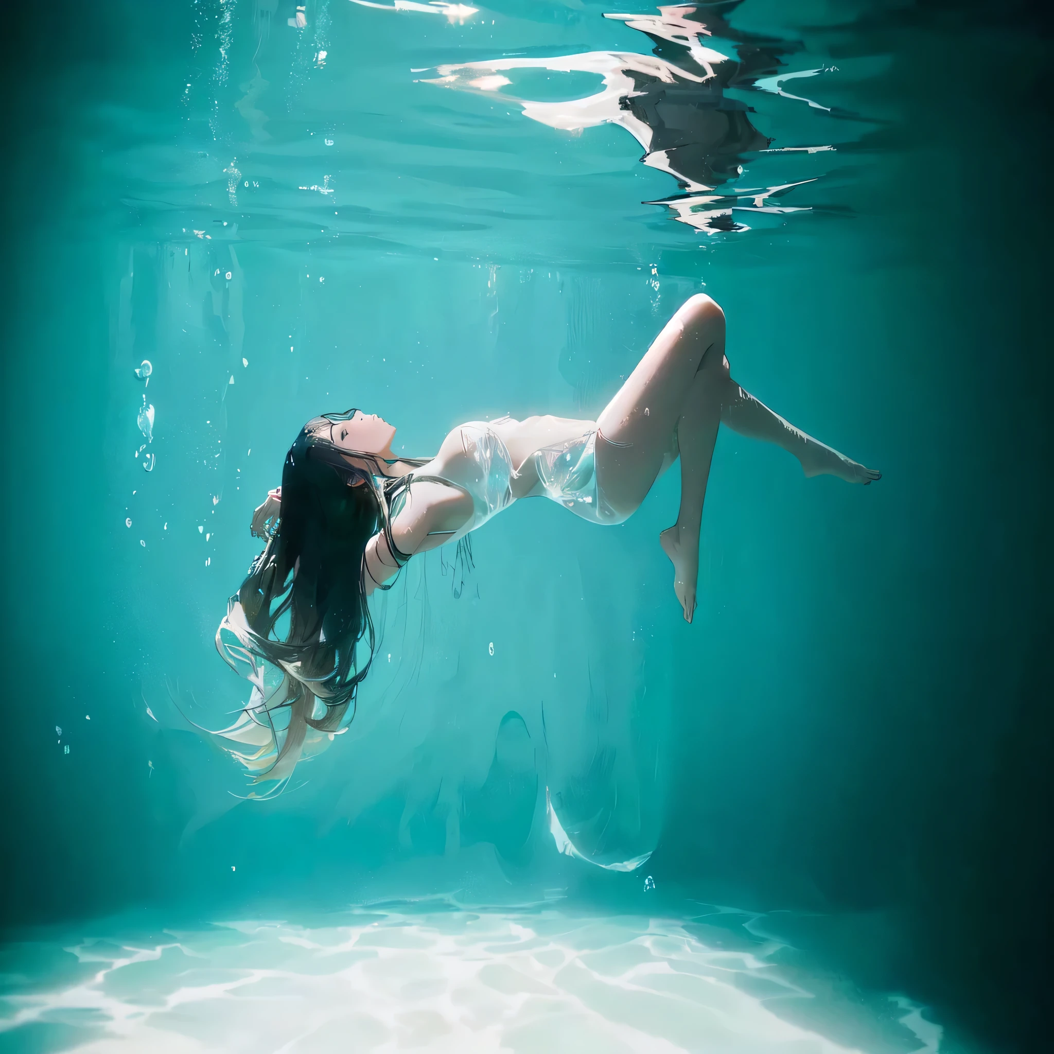 there is a woman floating in water with her legs up, floating underwater, floating in water, submerged in water, underwater photography, Underwater shot, swimming underwater, in water, swimming underwater, floating in the ocean, swim underwater in the lake, body in water, underwater photo, in water, in water up to her shoulders, floating in the air