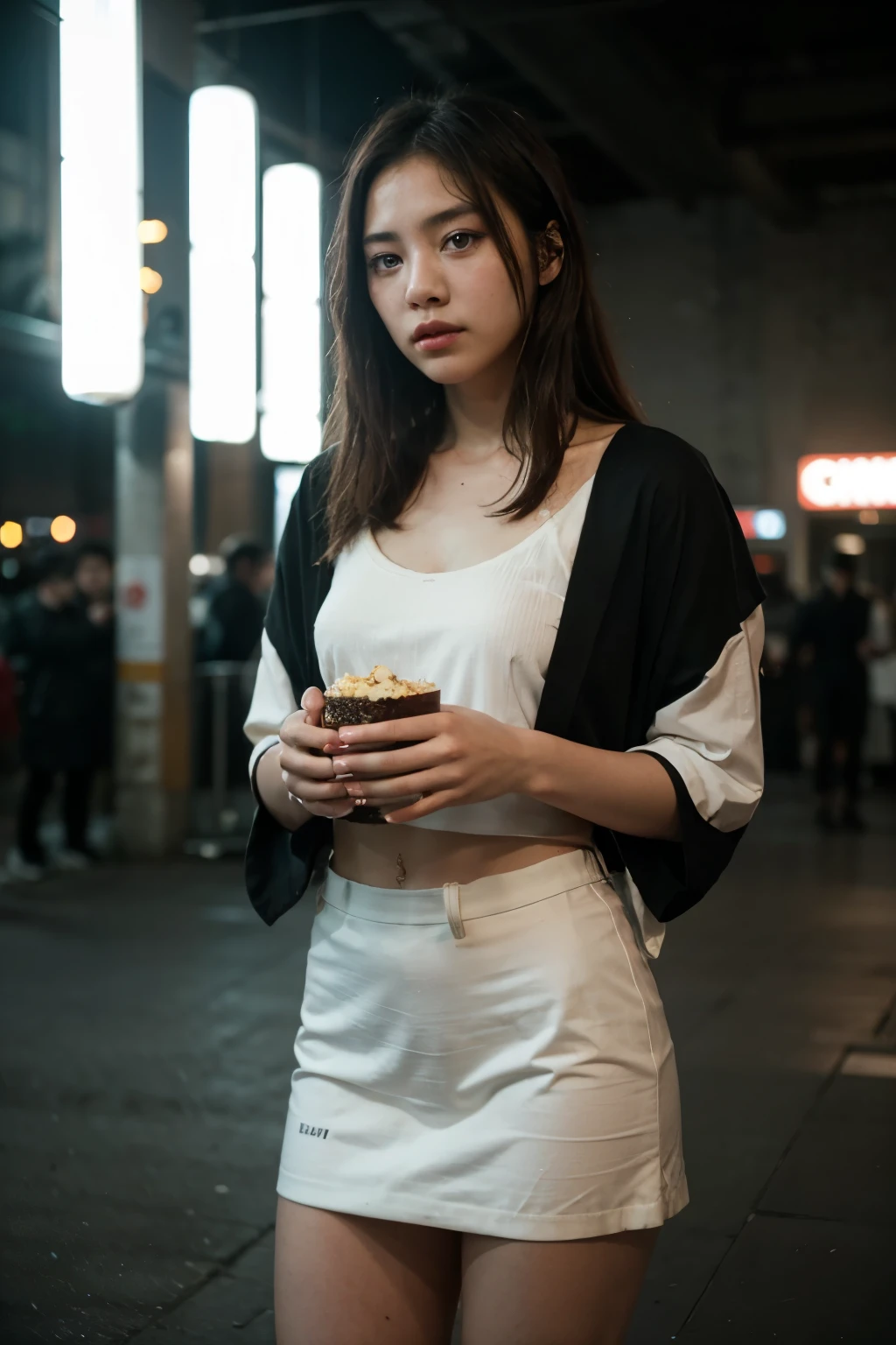 (Cinematic Aesthetic:1.4) Photo of a beautiful korean fashion model bokeh dinner