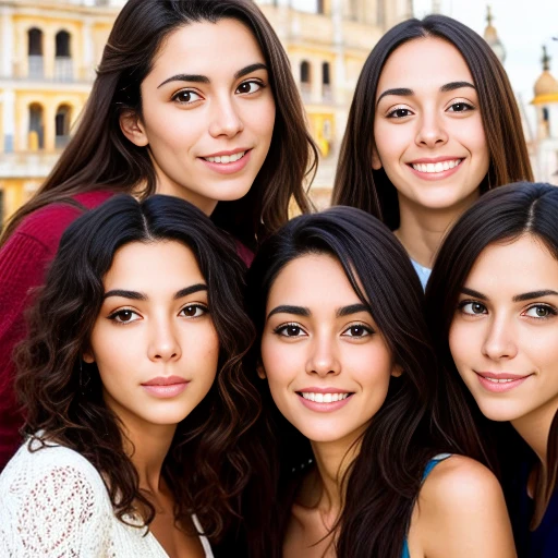 group of beautiful spanish people, focus on face.