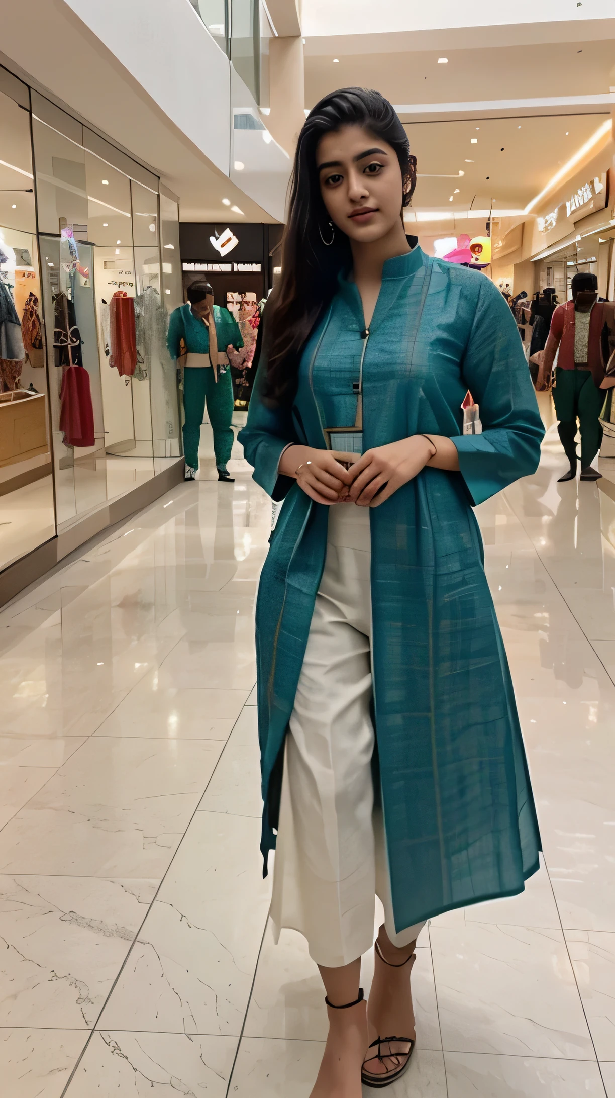 21 yo India women, Ananya Pandey, traditional dhotikurta ,full body view perfect anatomy, realistic, realism, shoping mall