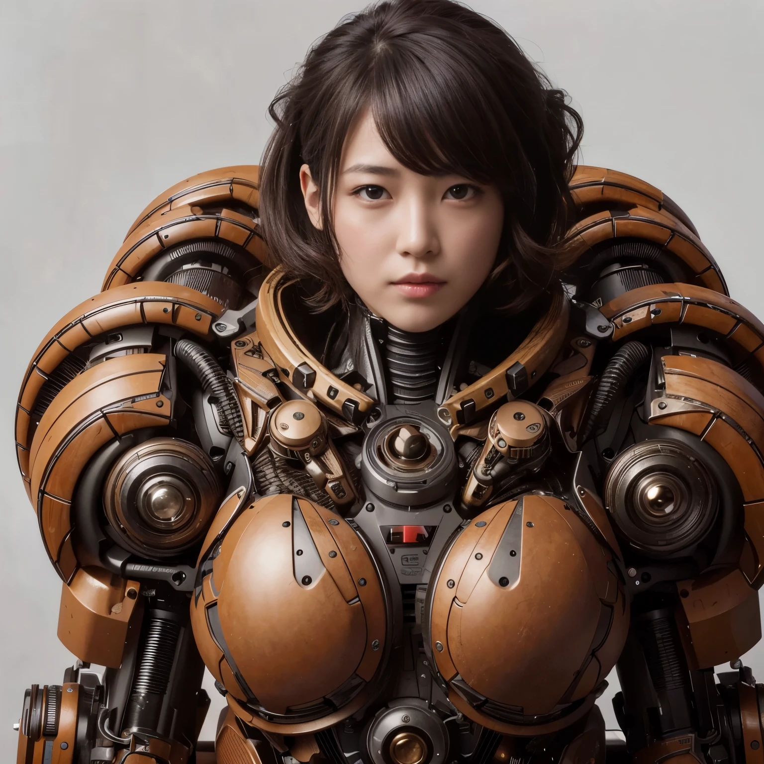 (masterpiece, best quality:1.2), (8k uhd, 16k, 32k, ultra high res), (photorealistic:1.37), (RAW photo), ultimate-realistic, ultimate-realistic details, ultimate-realistic texture, ultimate-intricate details, ultimate-realistic lighting, ultimate-realistic shadow, Japanese woman in bat & ant-shaped power suit, brown accents, hydraulic cylinders, power cables, apogee motors, thrusters, vernier, metal textures, base in forest, hover movement, ultimately complex details, lighting to highlight machinery, photorealistic
