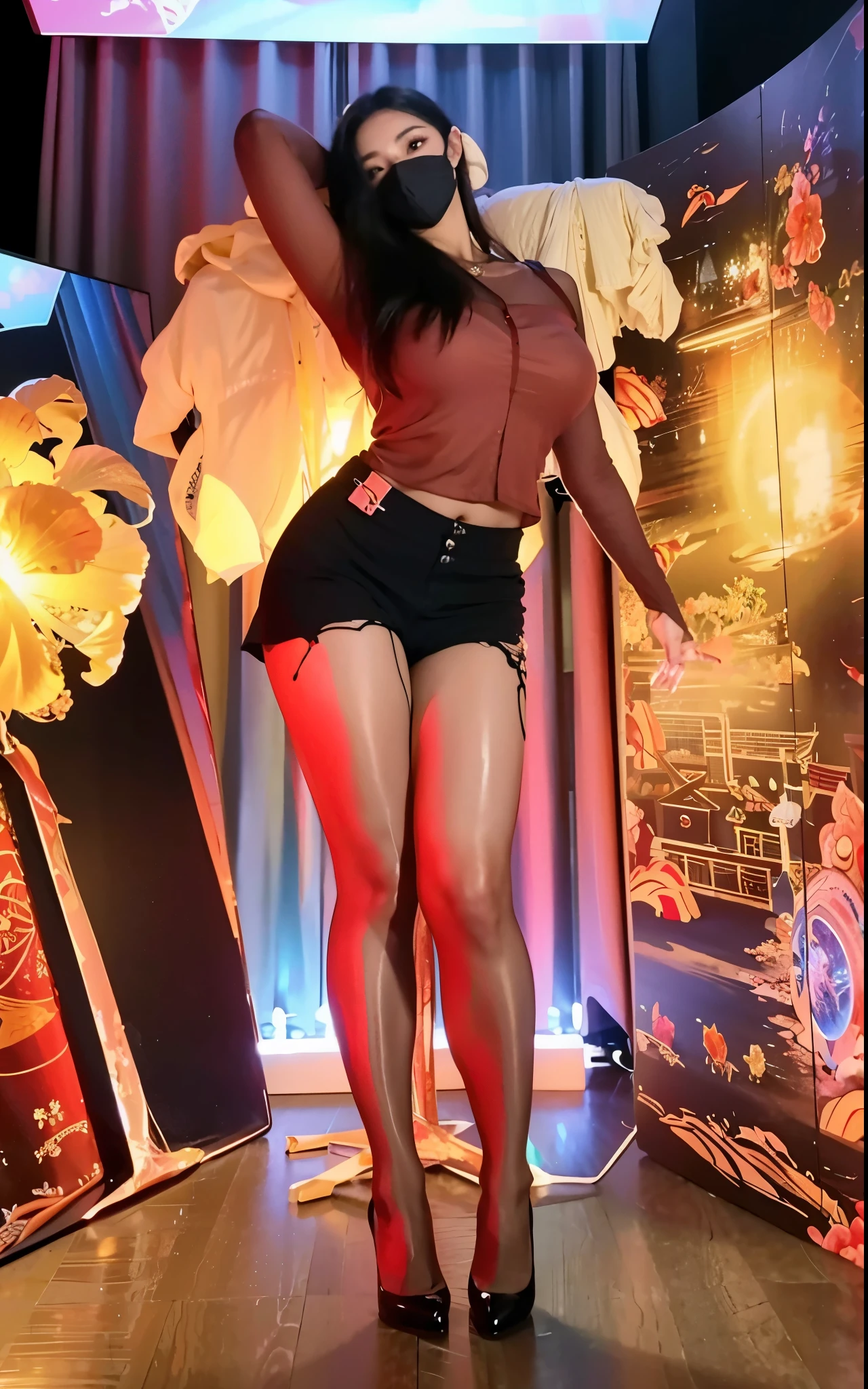 Game Art,Cg animation,Best image quality,Maximum resolution,8k,(A half-length photo),(portrait),(Head close-up),(Rule of Thirds),Unreal Engine 5 rendering works,20 year old girl,((Queen)),The eyes are very detailed,(Large Breasts),Elegance and nobility,Movie Lighting,Ray Tracing,Game CG,((3D Unreal Engine)),OC rendering reflection mode,4K,Ultra-clear,Translucent lace,Fair and plump figure,Pretty Face,Glossy Gel Coat,身着华贵礼服的Queen,Intricate tattoo designs,Tattoos have a three-dimensional feel,Holding a mobile phone,Fingers straightened,Wear tights