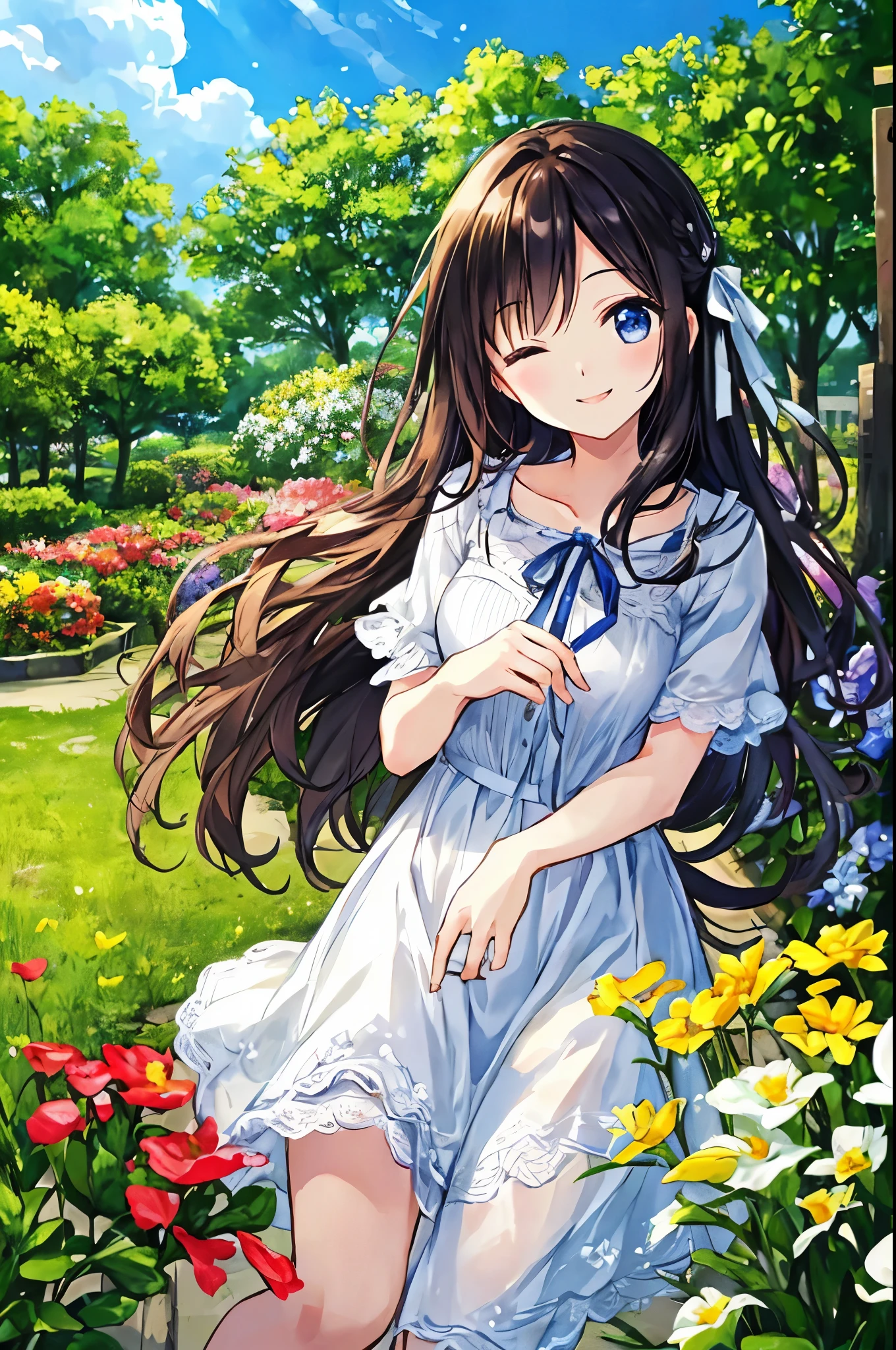 heaven, heaven, Light, Shine, happiness, Bright smile, Shine, Flowers, garden, Sleeping in the grass 、girl