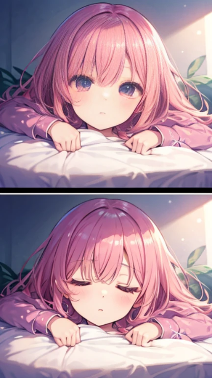 ベッドにsleep、Lying down、sleepy、Sleepy eyes、、pajamas、Middle school students、Zhou-o Coral高解像度、Full HD、8K quality、、、Droopy eyes、sleep、、ベッドにsleep、Lying down、sleepy、Sleepy eyes、Half-open、pajama、Zhou-o Coral、、、sleep、Lower your eyelids、Pink Hair、Let your hair down、Straight hair、Long Hair、cute、Zhou-o Coral