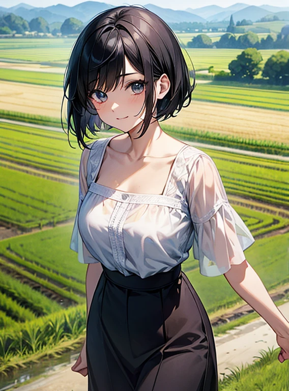 (((masterpiece))),(((High resolution)))、(((perfect face)))、(((Air Groove)))、15 years old, (((off shoulder, mini skirt))), Plump, top quality eyes, detailed texture, look at the camera, big tits, ((high resolution face))