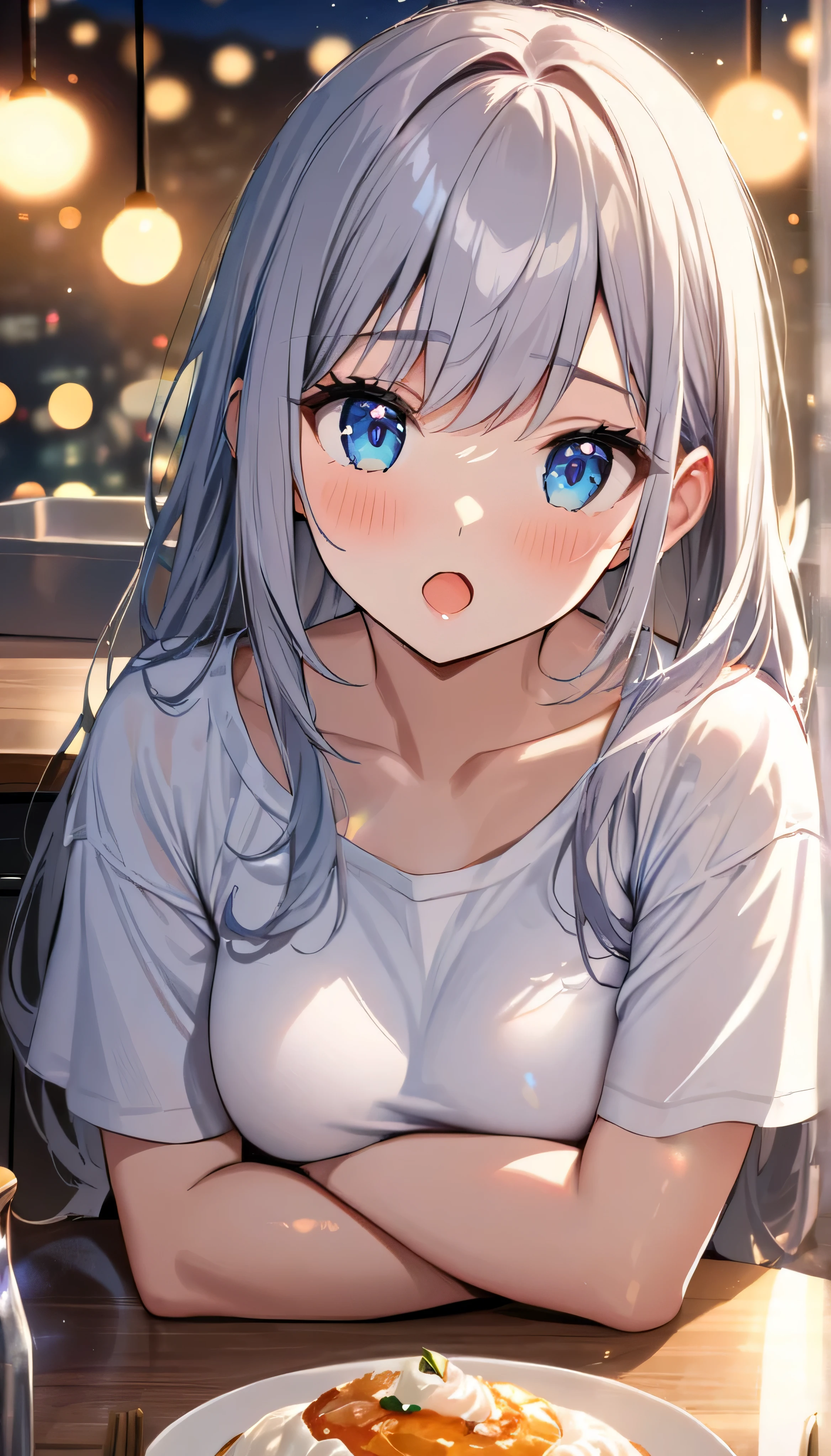 1 girl, , 超High resolution, retina, masterpiece, Accurate, Anatomically correct, Rough skin, Very detailed, Advanced Details, high quality, Awards, 最high quality, High resolution, High resolution, 4K,(anime,8k,masterpiece, 最high quality, 最high quality,beautifully、aesthetic:1.2,Professional Illustration:1.1,Very detailed:1.3,Perfect lighting),Very detailed,Most detailed,High resolution,Cute pose，Embarrassing，Light blue hair，(bath tub:1.3),(shower:1.3),(black light:1.5),(wet:1.4),(dark room:1.3
),(mirrorball:1.3)，(school uniform:1.5)，1 boy, Blowjob, ，saliva，(tears)，Sticking out tongue，(cum facial:1.3)