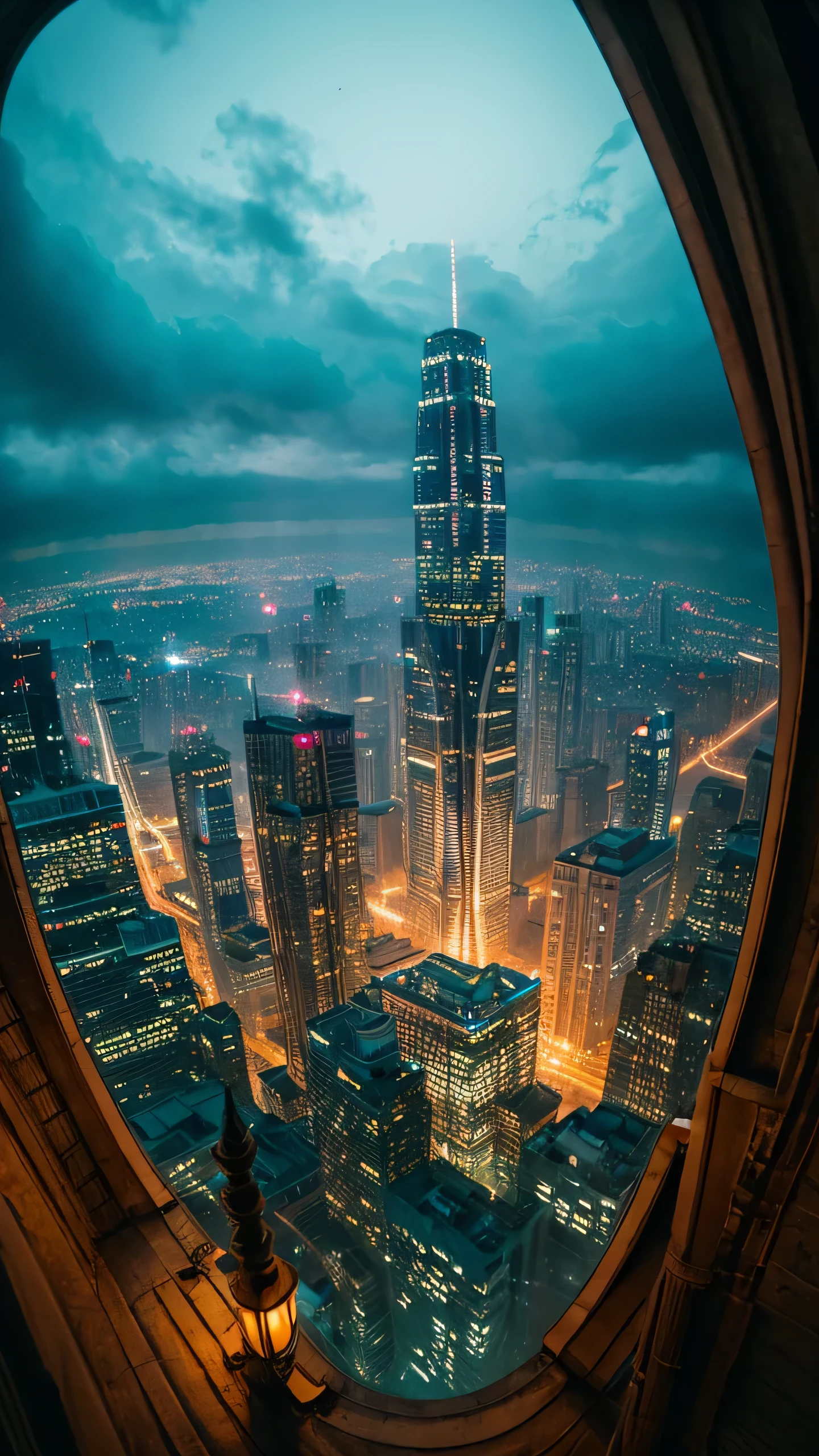 Highest quality,Fantasy,Aerial,City