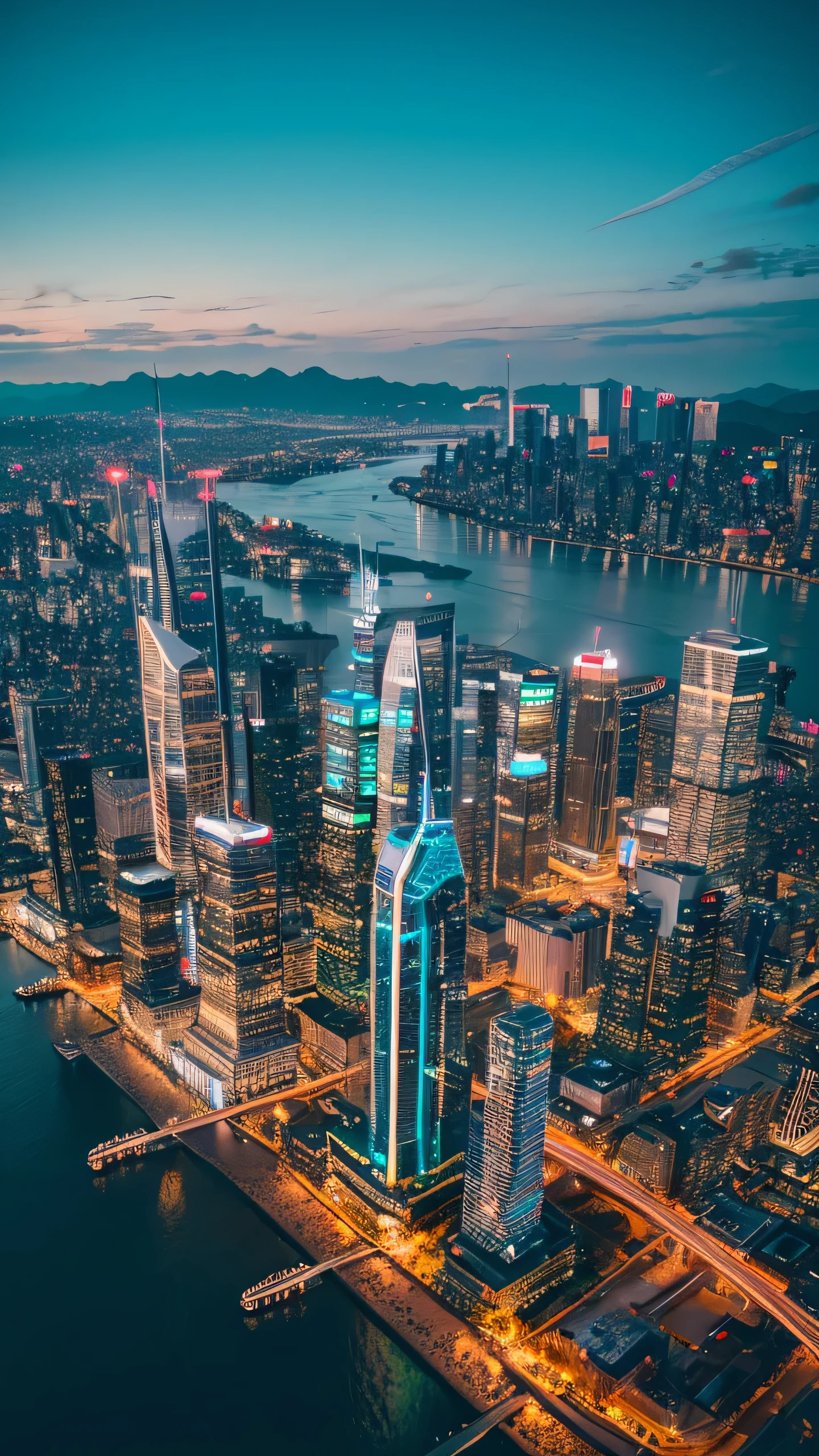 Highest quality,Drone photography,Fantasy,future,City