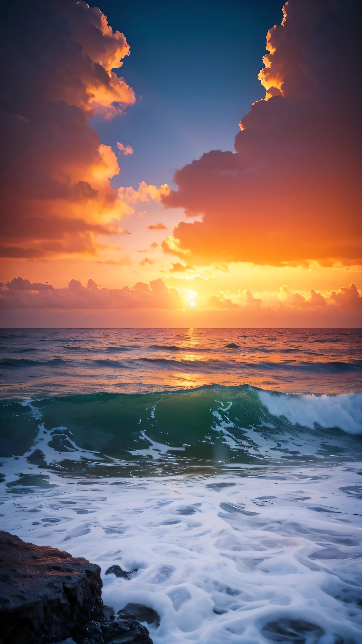 Highest quality,Fantasy,Vast ocean,Sunset