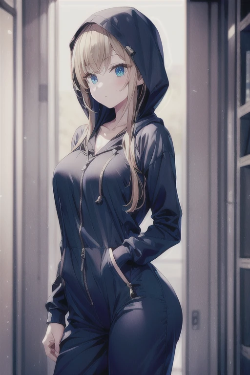 elf,Hooded Jumpsuit,zip down