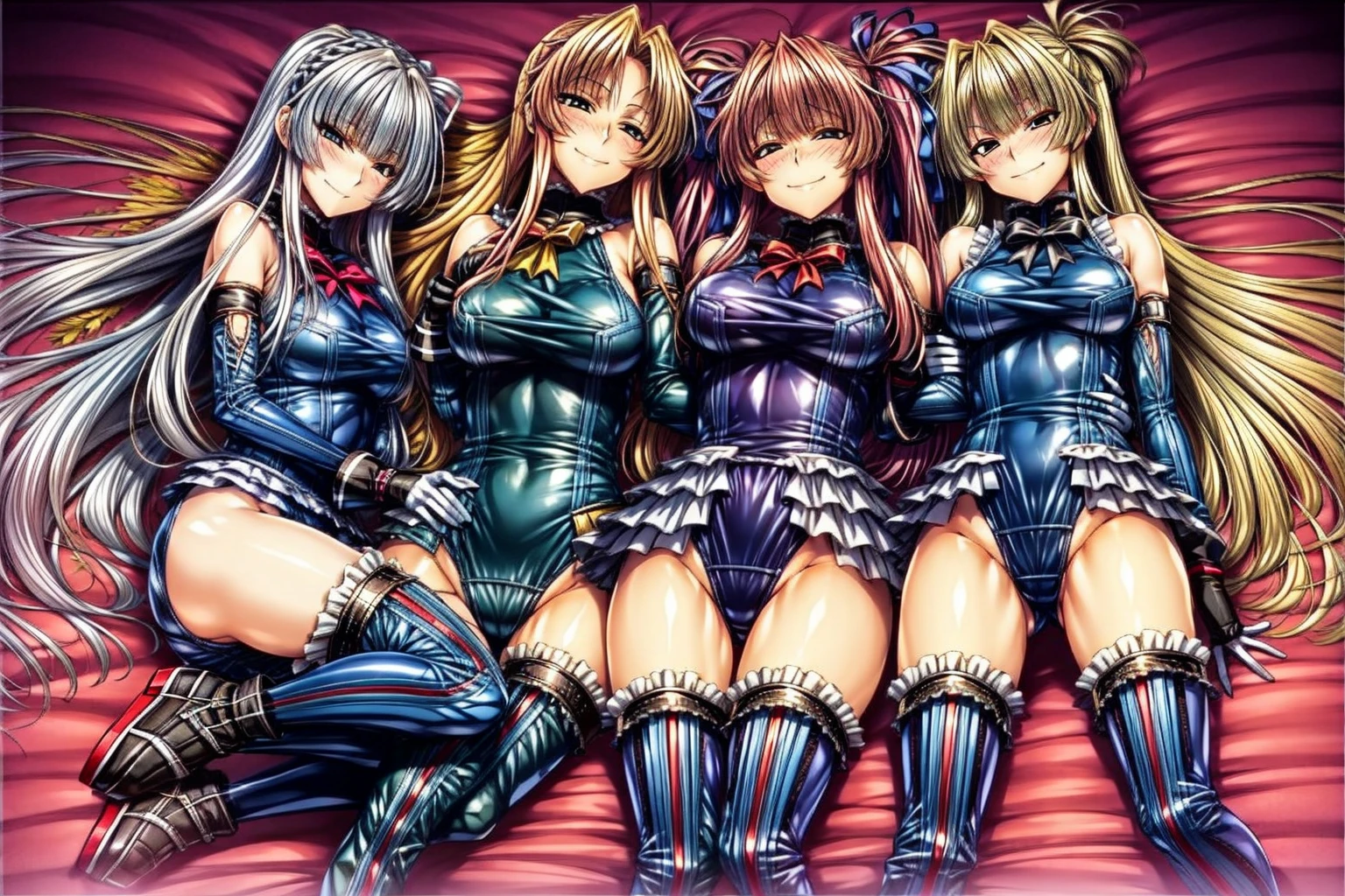 Perfect Anatomy, highest quality, marierose,look at me lovingly,
Wicked Smile,Anime Style,(Frilled swimsuit, Knee socks, Removed sleeve), (Anime Style:1.4) ,
,(White fingers:1.1,Black gloves),,Evil Aura,Rape Eye,Full body view,4girls,Pile of rubble,Young Girl
