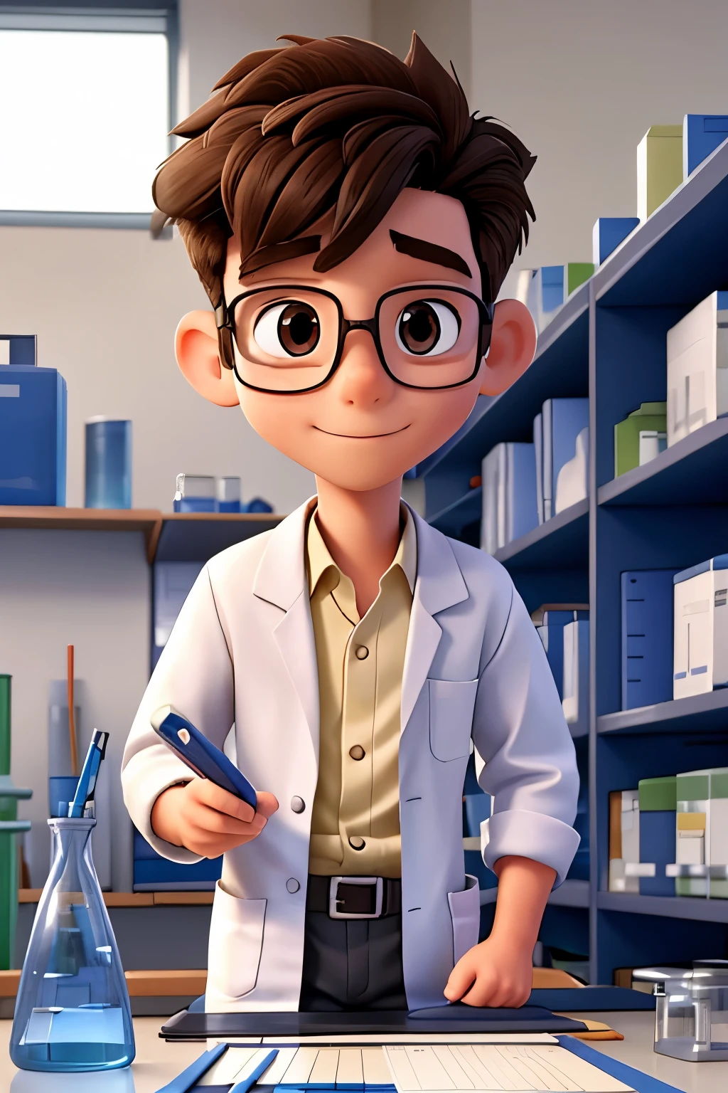 Boy scientist researching in a laboratory