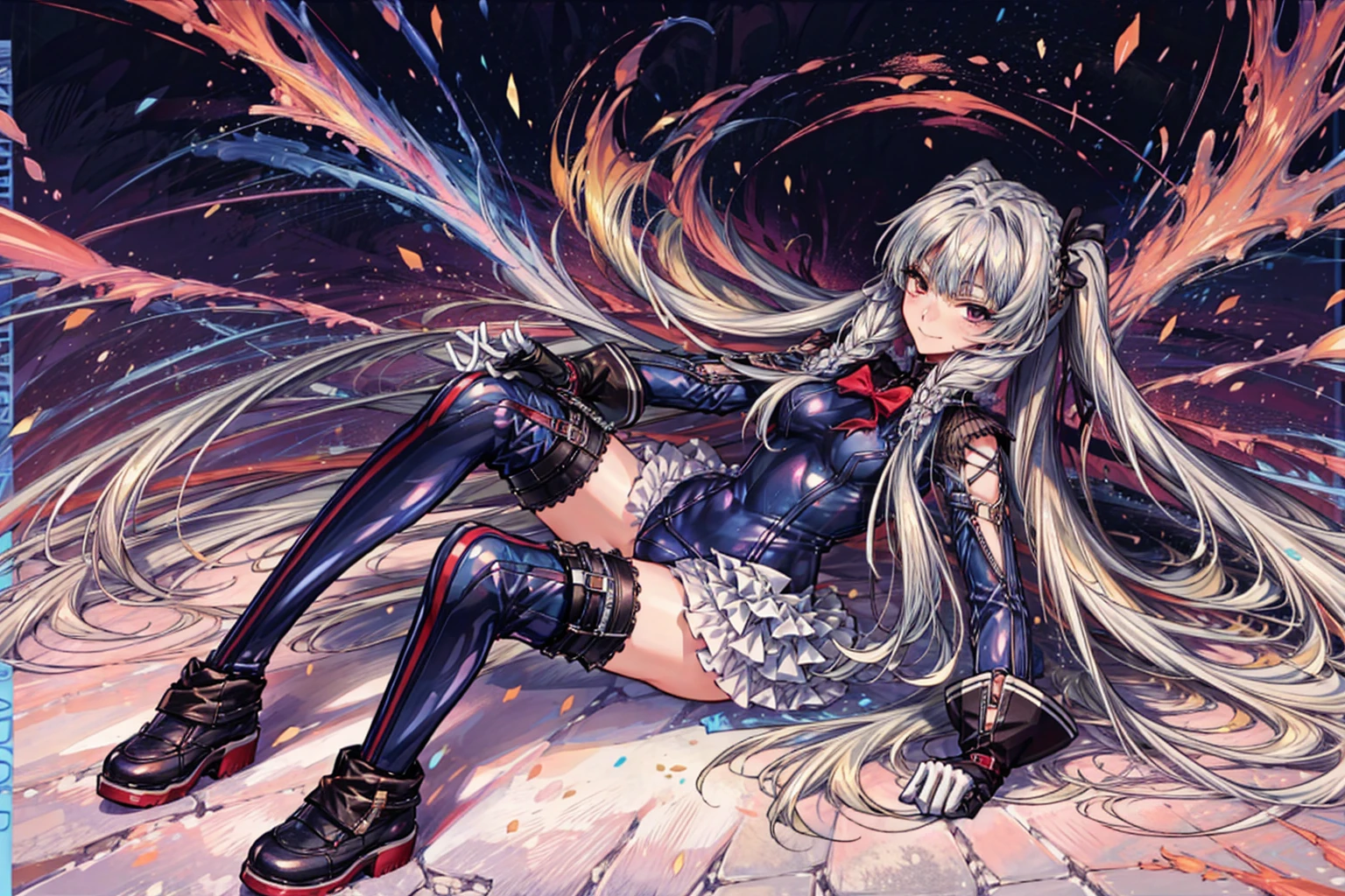 Perfect Anatomy, highest quality, marierose,look at me lovingly,
Wicked Smile,Anime Style,(Frilled swimsuit, Knee socks, Removed sleeve), (Anime Style:1.4) ,
,(White fingers:1.1,Black gloves),,Evil Aura,Rape Eye,Full body view,4girls,Pile of rubble,Young Girl