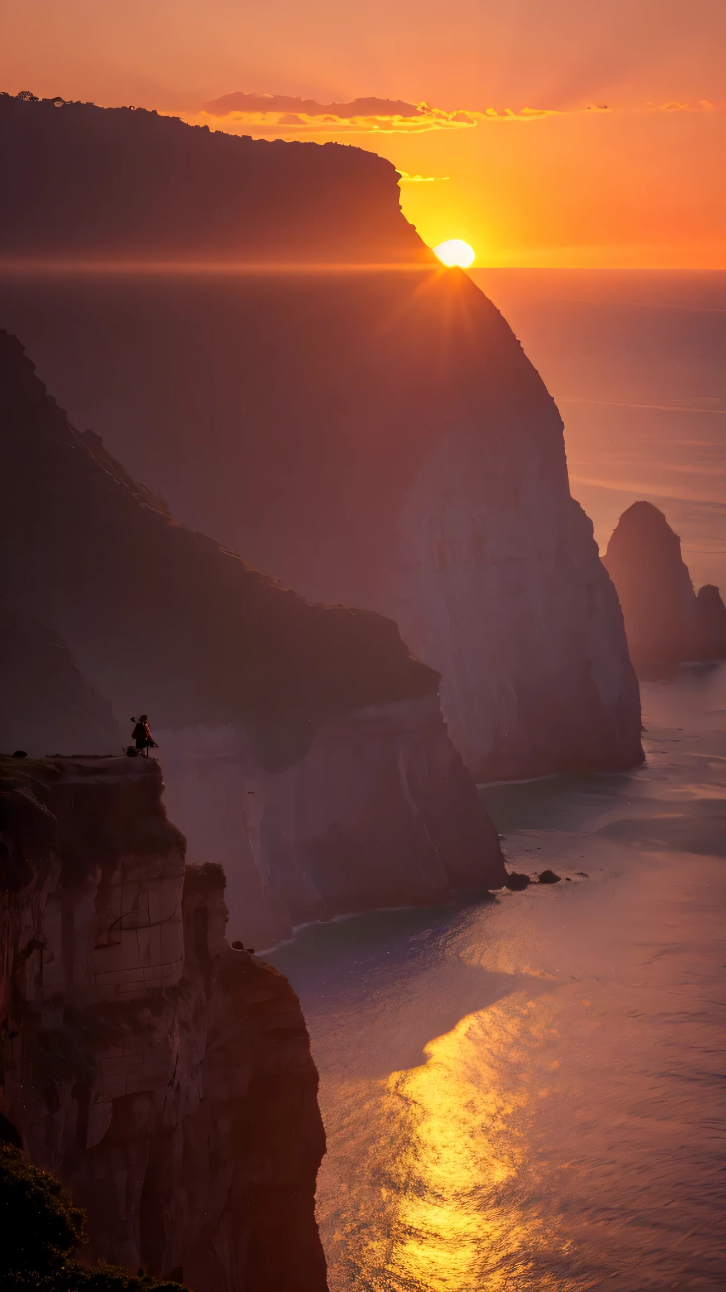 Highest quality,Fantasy,cliff,Sunset