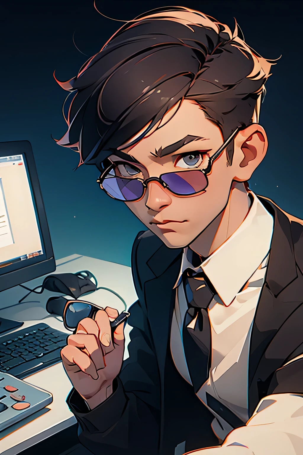 sunglasses、computer、Investing、male、Short Hair　40s male