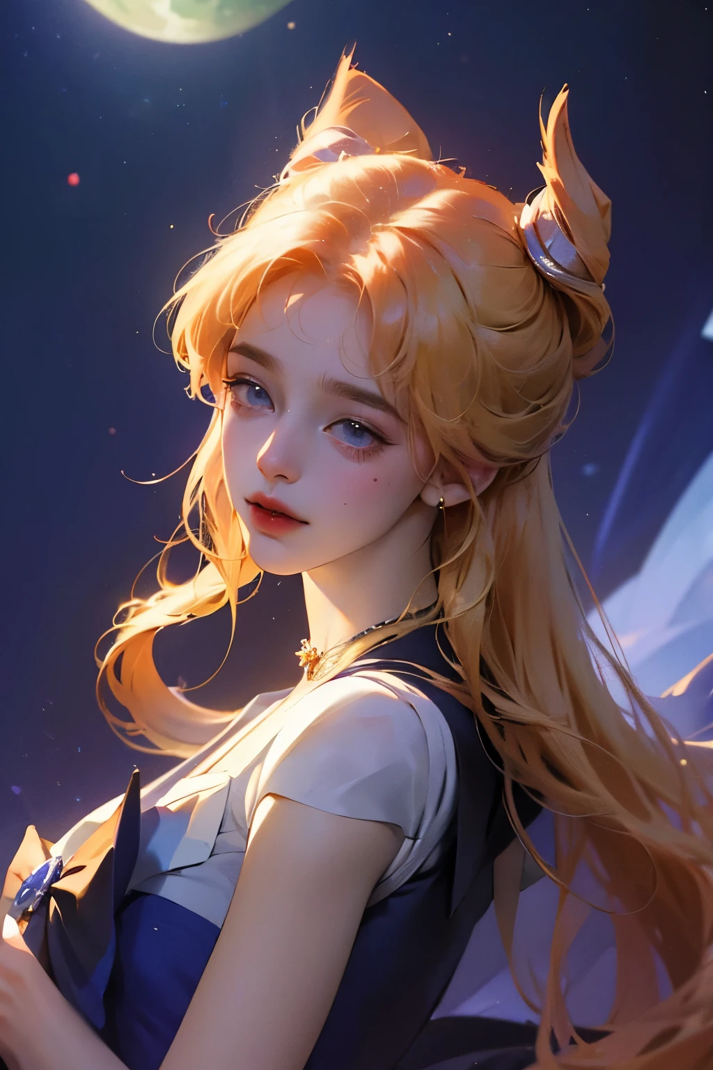 ((masterpiece)), (best quality), (Super detailed), ((Very detailed)), 4K, (8k), Sailor Moon, Long blond hair, Double tail, Sailor Moon Aesthetics, Dream Core,