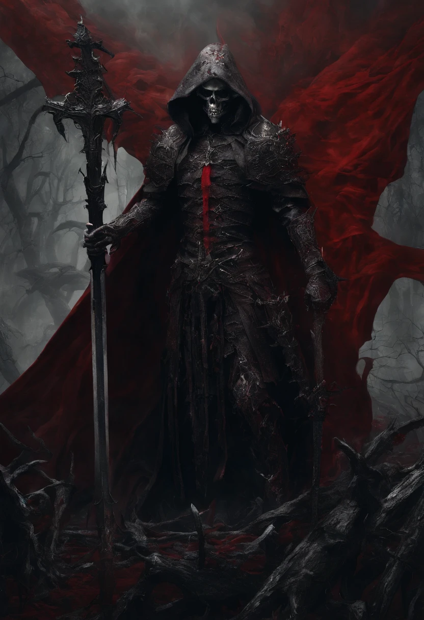 Dark army with red sword,Red Cape,